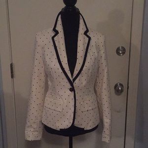 BRAND NEW. Black and Ivory polka dot blazer. 6.